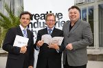 Bürgermeister Mag. Siegfried Nagl, Landesrat Dr. Christian Buchmann, und der Geschäftsführer der Creative Industries Styria GmbH präsentieren die Kreativ-Strategie für die Steiermark, Foto Fischer 