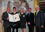 LH-Stv. Siegfried Schrittwieser, Tanja Röhm und  Ruth Juric  von "carsharing 24/7", Peter Trummer, Energie Steiermark und LR Johann Seitinger bei der Überreichung des Energy Globe Styria Award in der Aula der Alten Universität (v.l.).