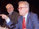 Hannes Swoboda (rechts) bei der Diskussionsrunde mit Erhard Busek und Hannes Swoboda (rechts) bei der Diskussionsrunde mit Erhard Busek und