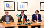 Martin Mayer, LH-Stv. Michael Schickhofer und Harald Grießer (v.l.) bei der Pressekonferenz in der Grazer Burg.