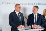 Pressekonferenz nach der LH-Konferenz auf Schloss Seggau: LH Mario Kunasek und Vizekanzler Andreas Babler