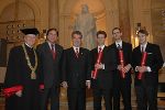 v.l.n.r.: TU Rektor Univ.-Prof. Dr. Hans Sünkel, Landeshauptmann Mag. Franz Voves, Bundespräsident Dr. Heinz Fischer, Bernhard Schaffer, Stephan Wagner und Danilo Neuber bei der Sub Auspiciis Promotion in der Aula der Technischen Universität Graz. 