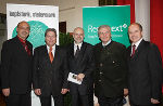 Landesrat Ing. Manfred Wegscheider, der Präsident des steirischen Städtebundes, Bürgermeister Bernd Rosenberger, Bürgermeister Mag. Gerhard Freiinger,  der Präsident des steirischen Gemeindebundes, Bürgermeister a.D. Hermann Kröll und Landesrat Johann Seitinger bei der Bürgermeistertagung in Eisenerz. Foto: Abteilung 16 