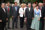 Der Vorsitzende des steirischen Städtebundes Bgm. Bernhard Rosenberger, Bgm. Mag. Siegfried Nagl, Landeshauptmann Mag. Franz Voves, Innenministerin Mag. Dr. Maria Fekter, Bundespräsident Dr. Heinz Fischer, Bgm. Brigitte Schwarz und Bgm. Dr. Matthias Konrad bei der Eröffnung des 59. Städtetages in Bruck an der Mur.