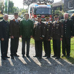 LAbg. Wolfgang Kasic, HBI Peter Mohr, LH Mag. Franz Voves, Bürgermeister Johann Zaunschirm, LBD Albert Kern, Bezirkskommandant Alois Rieger und der Leiter der Katastrophenschutz-Abteilung Dr. Kurt Kalcher bei der Segnung des neuen Rüstfahrzeuges für die FF Eggersdorf. © Herbert Buchgraber, Abdruck bei Quellenangabe honoarfrei
