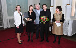 LR Bettina Vollath, Arch. Irene Kristiner , Arch. Hans Gangoly, Gertrude Celedin (mit dem Bauherrn).