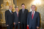 v.l.n.r. LT-Präsident Wegscheider, Honorarkonsul Ortner, Botschafter Marganski und 2. LT-Präsident Majcen im Grazer Palais Attems