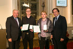 Lebensretter Lukas Tropper und Matthias Walch mit LH Franz Voves und LH-Vize Hermann Schützenhöfer