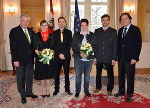 Hermann Schützenhöfer, Birgit Haberschrick,  Kevin Wogrin, Jasmin Trummer, Franz Auner und Franz Voves (v.l.). © Foto: Promitzer/steiermark.at, bei Quellenangabe honorarfrei
