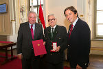 Die Landeshauptleute Franz Voves und Hermann Schützenhöfer mit Heinz Habe