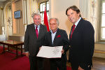 Die Landeshauptleute Franz Voves und Hermann Schützenhöfer mit Irmin Rock