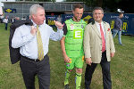 LH Hermann Schützenhöfer, Christian Gratzei, Tormann SK Sturm Graz und Karl-Heinz Strauss, Generaldirektor Porr AG (v.l.) ©      