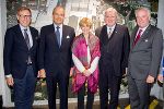 Wirtschaftslandesrat Christian Buchmann, Andritz-Vorstandsvorsitzender Wolfgang Leitner, Ursula Bouffier, Ministerpräsident Volker Bouffier und Landeshauptmann Hermann Schützenhöfer beim Besuch der Andritz AG © Foto: Martin Wiesner; bei Quellenangabe honorarfrei