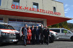 LR Johann Seitinger, Ortsstellenleiterin Andrea Prenner, LH-Stv. Michael Schickhofer, Bgm. Manfred Seebacher, Präsident Werner Weinhofer und Bezirksstellenleiter Roland Alexa bei der Eröffnung der neuen Leitstelle (v.l.)