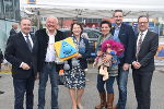 Kindersicherheit im Mittelpunkt: ÖZSV-Präsident Johann Rädler, Hausherr Bgm. Anton Scherbinek, Landesrätin Ursula Lackner, Schirmherrin Sabine Petzl, ÖZSV-Steiermark Präsident BR Martin Weber, Harald Eitner (Leiter Katastrophenschutzabteilung Land Steiermark) © alle Bilder: Zivilschutzverband Steiermark; Verwendung bei Quellenangabe honorarfrei