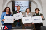 Präsentierten gemeinsam das Programm der KinderrechteWoche: Kinder- und Jugendanwältin Denise Schiffrer-Barac, Bürgermeister Siegfried Nagl, Landtagspräsidentin Bettina Vollath und Landesrätin Ursula Lackner (v.l.) © Foto: steiermark.at/Streibl; bei Quellenangabe honorarfrei