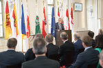 Bundespräsident Van der Bellen bei seiner Ansprache in der Aula der Alten Universität in Graz. Bundespräsident Van der Bellen bei seiner Ansprache in der Aula der Alten Universität in Graz.