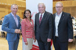 Landeskonferenz der VIDA-Steiermark: AK-Präsident Josef Pesserl, Landesrätin Doris Kampus, Landeshauptmann Hermann Schützenhöfer und der VIDA-Landesvorsitzende Horst Schachner (v.l.) © steiermark.at/Streibl; bei Quellenangabe honorarfrei