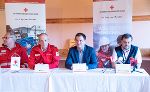 Bundesrettungskommandant Gerry Foitik, Landesrettungskommandant Peter Hansak, LH-Stv. Michael Schickhofer und EU-Repräsentant Jose Almodóvar Araez (v.l.) in Eisenerz. © Bilder. Land Steiermark/Bektas; Verwendung bei Quellenangabe honorarfrei