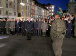 LH Hermann Schützenhöfer, LH-Stv. Michael Schickhofer, Bürgermeister Siegfried Nagl mit den Repräsentaten der Einsatzorganisationen bei der traditionellen Parade am Hauptplatz.