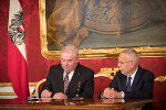 Landeshauptmann Hermann Schützenhöfer und Bundespräsident Alexander Van der Bellen bei der Angelobung in Wien. © Jakob Glaser; bei Quellenangabe honorarfrei