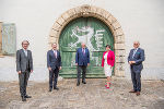 Trafen sich zum Arbeitsgespräch in Graz: LR Christopher Drexler, Außenminister Alexander Schallenberg, LH Hermann Schützenhöfer, LT-Präs. Manuela Khom und NRPräs. Wolfgang Sobotka (v.l.)