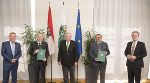 LH-Stv. Anton Lang, der neue Leiter der Politischen Expositur Gröbming Nico Groger, LH Hermann Schützenhöfer, der neue Bezirkshauptmann von Liezen Christian Sulzbacher und Personallandesrat Christopher Drexler (v.l.) bei der Überreichung der Bestellungsdekrete. © Fotos: Foto Fischer; Nutzung bei Quellenangabe honorarfrei