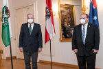 In der Grazer Burg empfing Landeshauptmann Hermann Schützenhöfer den australischen Botschafter Richard Sadleir. © Land Steiermark/Jesse Streibl; bei Quellenangabe honorarfrei.