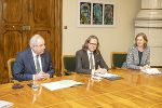 Schützenhöfer, Polaschek und Eibinger-Miedl (v.l.) beim Universitätsgipfel in Graz. © Land Steiermark/Foto Fischer; bei Quellenangabe honorarfrei Schützenhöfer, Polaschek und Eibinger-Miedl (v.l.) beim Universitätsgipfel in Graz.