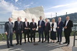LH Hermann Schützenhöfer (2.v.l.) mit den acht anderen Regierungschefs der Bundesländer bei der Landeshauptleute-Konferenz in Bregenz