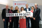 Präsentation der 24-Stunden-Notfall-Hotline „PsyNot“: Michael Koren (Gesundheitsfonds Steiermark), Susanne Krainz (Psychiatriekoordinatorin Gesundheitsfonds), Landesrätin Juliane Bogner-Strauß, Landesrätin Doris Kampus, Günter Klug (Psychosoziale Dienste Steiermark), Projektleiterin Ulrike Walch und Leo Payr (Psychosoziale Dienste Steiermark) (v.l.).