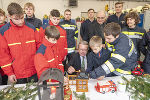 Weihnachtsbesuch: LH Christopher Drexler mit der Feuerwehrjugend der Freiwilligen Feuerwehr Graz bei der Weitergabe des Friedenslichts.