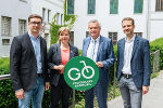 Präsentierten gemeinsam neue Radverkehrsprojekte in Graz: Markus Kronheim (Stadt Graz), Vizebürgermeisterin Judith Schwentner, LH-Stv. Anton Lang und Peter Sturm (Land Steiermark) (v.l.)