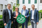 Präsentierten gemeinsam neue Radverkehrsprojekte in Graz: Markus Kronheim (Stadt Graz), Vizebürgermeisterin Judith Schwentner, LH-Stv. Anton Lang und Peter Sturm (Land Steiermark) (v.l.) © Foto: Land Steiermark/Resch; bei Quellenangabe honorarfrei