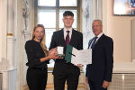 Ehrung von Sportlerinnen und Sportlern in der Aula der Alten Universität: Juliane Bogner-Strauß, Moritz Kolar, Gerhard Widmann