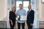 Ehrung von Sportlerinnen und Sportlern in der Aula der Alten Universität: Juliane Bogner-Strauß, Florian Schiefer, Gerhard Widmann