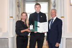 Ehrung von Sportlerinnen und Sportlern in der Aula der Alten Universität: Juliane Bogner-Strauß, Leon Bergmann, Gerhard Widmann