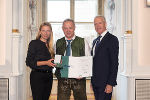 Ehrung von Sportlerinnen und Sportlern in der Aula der Alten Universität: Juliane Bogner-Strauß, Franz Stocker, Gerhard Widmann