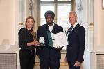 Ehrung von Sportlerinnen und Sportlern in der Aula der Alten Universität: Juliane Bogner-Strauß, Edson Cumbo, Gerhard Widmann