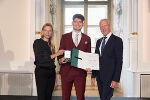 Ehrung von Sportlerinnen und Sportlern in der Aula der Alten Universität: Juliane Bogner-Strauß, Raphael Komeyli-Birjandi, Gerhard Widmann