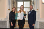 Ehrung von Sportlerinnen und Sportlern in der Aula der Alten Universität: Juliane Bogner-Strauß, Julia Meder, Gerhard Widmann