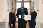 Ehrung von Sportlerinnen und Sportlern in der Aula der Alten Universität: Juliane Bogner-Strauß, Daniel Zingl, Gerhard Widmann