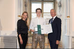 Ehrung von Sportlerinnen und Sportlern in der Aula der Alten Universität: Juliane Bogner-Strauß, Tim Egger, Gerhard Widmann