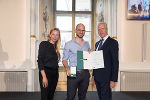 Ehrung von Sportlerinnen und Sportlern in der Aula der Alten Universität: Juliane Bogner-Strauß, Gernot Maier, Gerhard Widmann