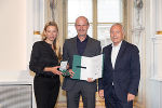 Ehrung von Sportlerinnen und Sportlern in der Aula der Alten Universität: Juliane Bogner-Strauß, Gerald Liebmann, Christian Purrer