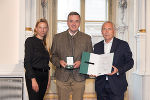 Ehrung von Sportlerinnen und Sportlern in der Aula der Alten Universität: Juliane Bogner-Strauß, Hubert Rossmann, Christian Purrer