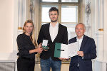 Ehrung von Sportlerinnen und Sportlern in der Aula der Alten Universität: Juliane Bogner-Strauß, Tobias Lang, Christian Purrer