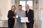 Ehrung von Sportlerinnen und Sportlern in der Aula der Alten Universität: Juliane Bogner-Strauß, Raphael Petr, Stefan Herker