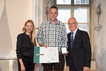 Ehrung von Sportlerinnen und Sportlern in der Aula der Alten Universität: Juliane Bogner-Strauß, Harald Reitbauer, Stefan Herker