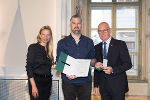 Ehrung von Sportlerinnen und Sportlern in der Aula der Alten Universität: Juliane Bogner-Strauß, Peter Szabo, Stefan Herker